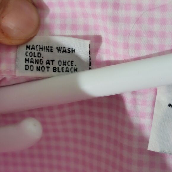 Pink Gingham Check Flannel Top Womens Plus Size 1X Rhinestone Floral Embellished - Picture 5 of 16